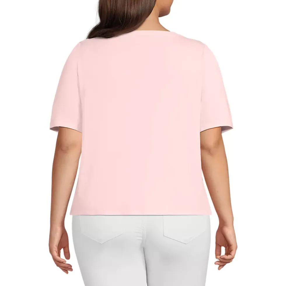 Women's Elbow Sleeve Supima Cotton Boatneck T-Shirt
