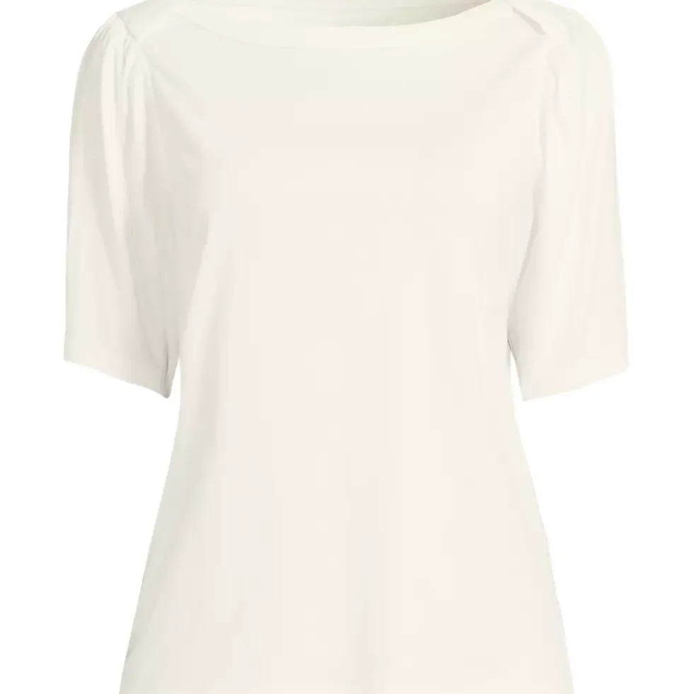 Women's Elbow Sleeve Supima Cotton Boatneck T-Shirt