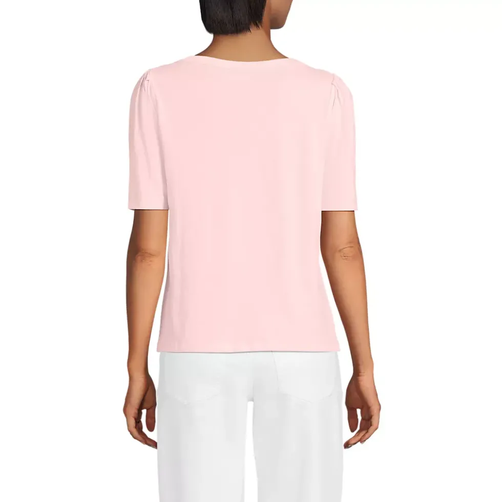 Women's Elbow Sleeve Supima Cotton Boatneck T-Shirt