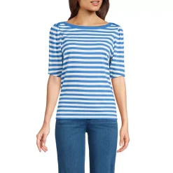 Women's Elbow Sleeve Supima Cotton Boatneck T-Shirt