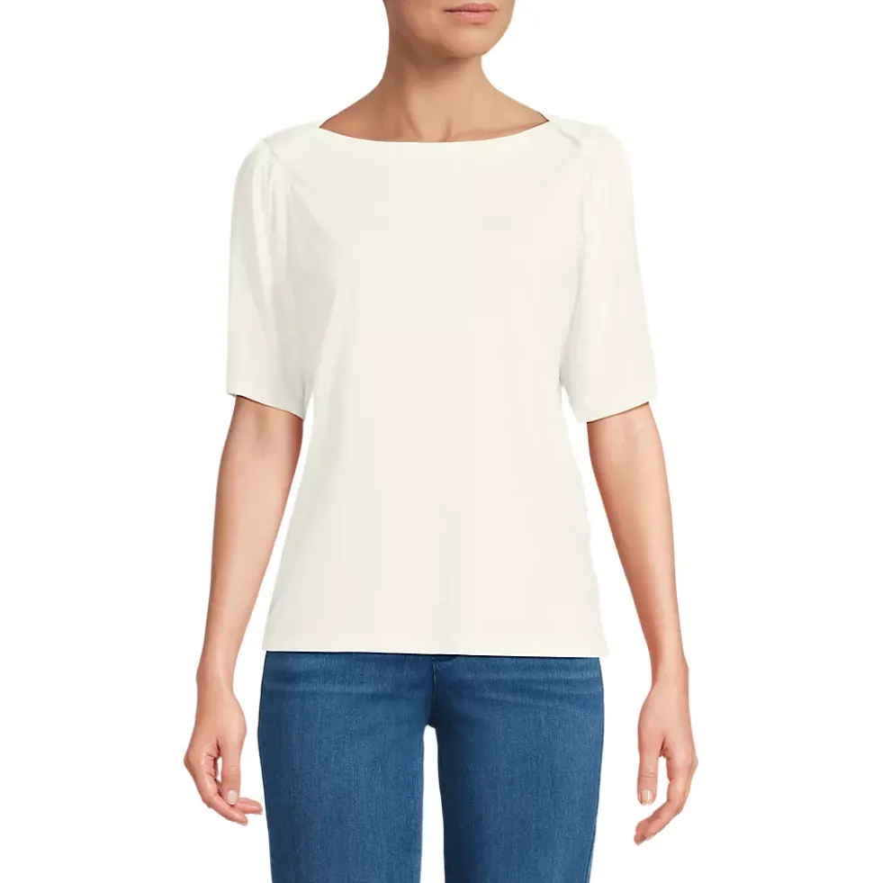 Women's Elbow Sleeve Supima Cotton Boatneck T-Shirt