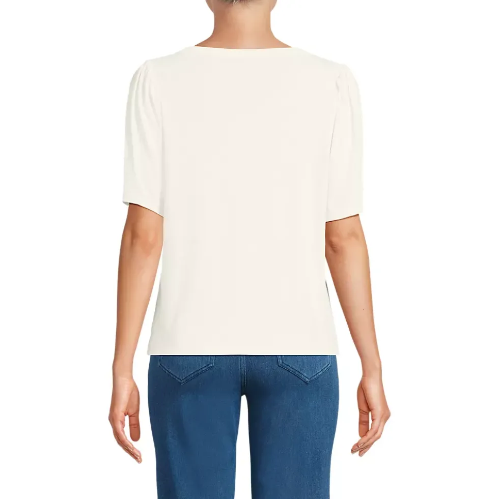 Women's Elbow Sleeve Supima Cotton Boatneck T-Shirt