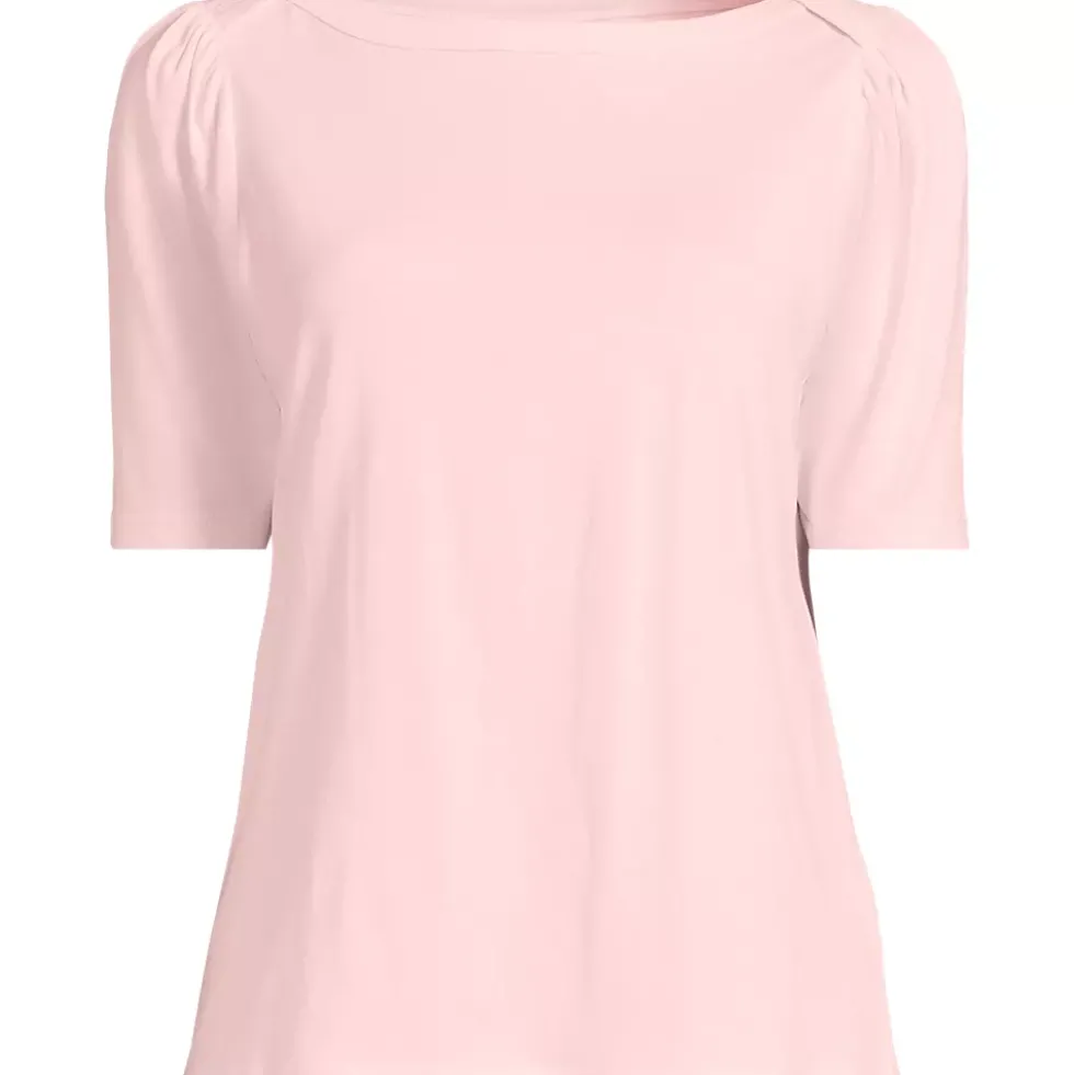 Women's Elbow Sleeve Supima Cotton Boatneck T-Shirt