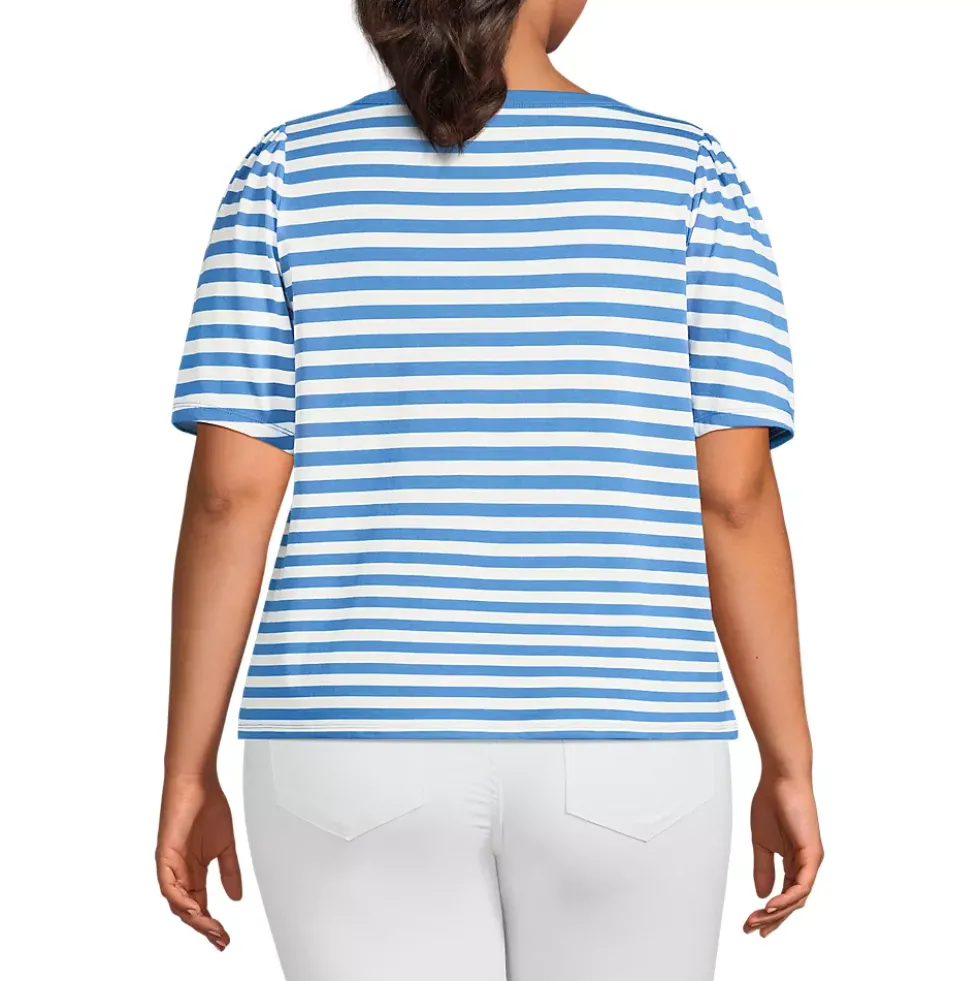 Women's Elbow Sleeve Supima Cotton Boatneck T-Shirt