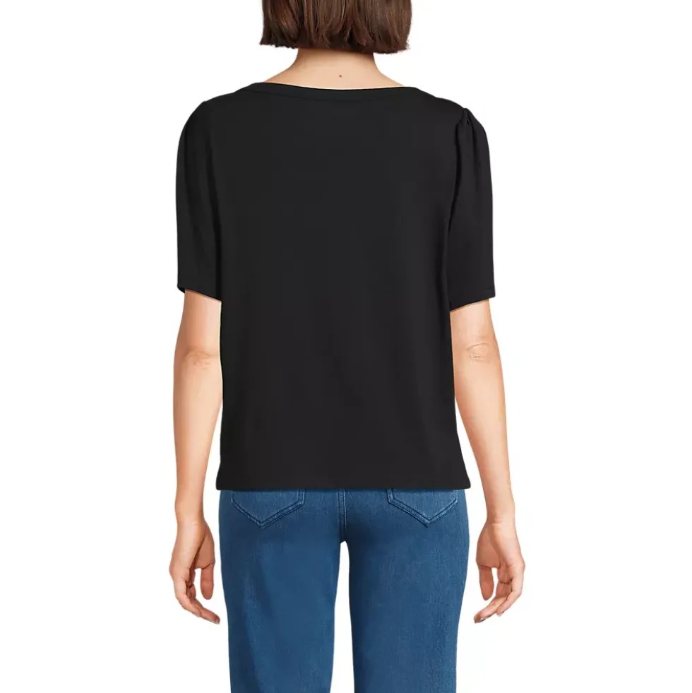 Women's Elbow Sleeve Supima Cotton Boatneck T-Shirt
