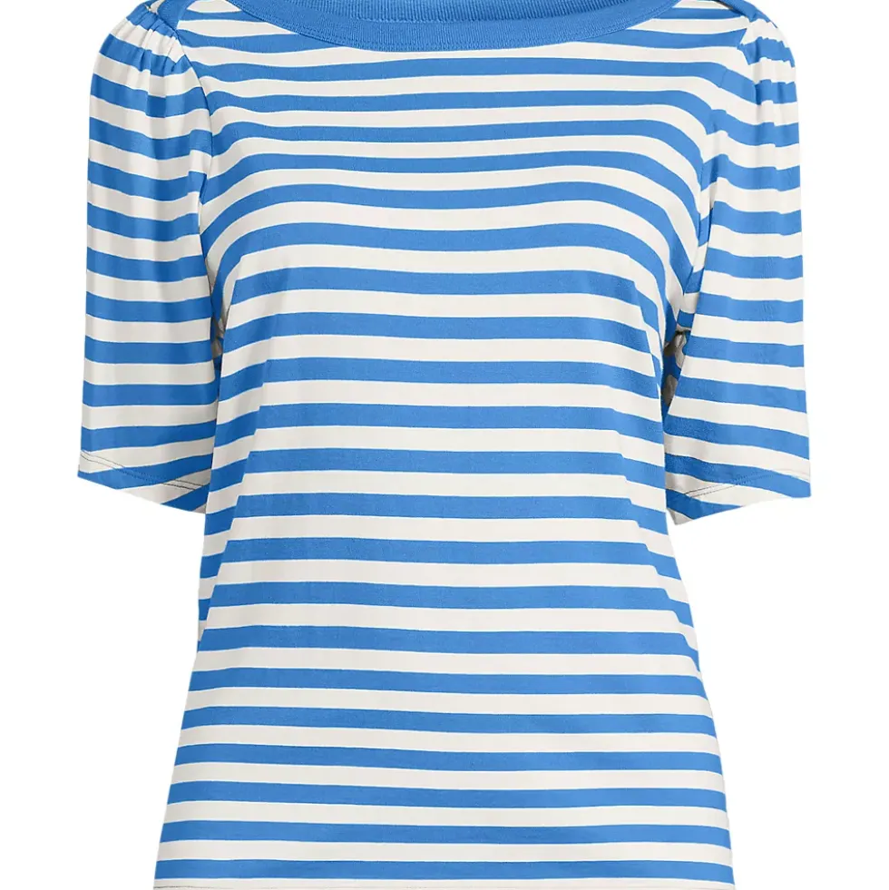 Women's Elbow Sleeve Supima Cotton Boatneck T-Shirt