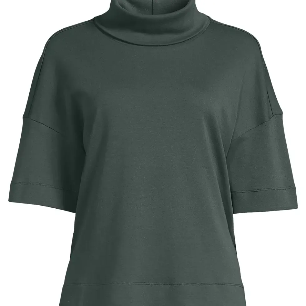 Women's Elbow Sleeve Supima Cotton Relaxed Turtleneck