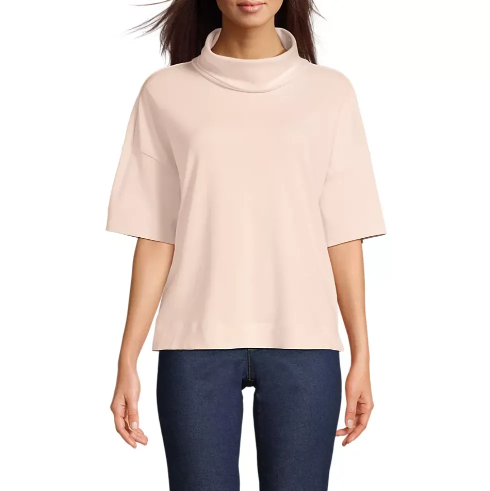 Women's Elbow Sleeve Supima Cotton Relaxed Turtleneck