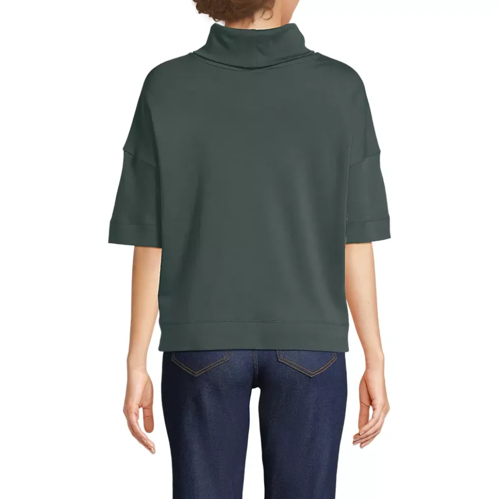 Women's Elbow Sleeve Supima Cotton Relaxed Turtleneck