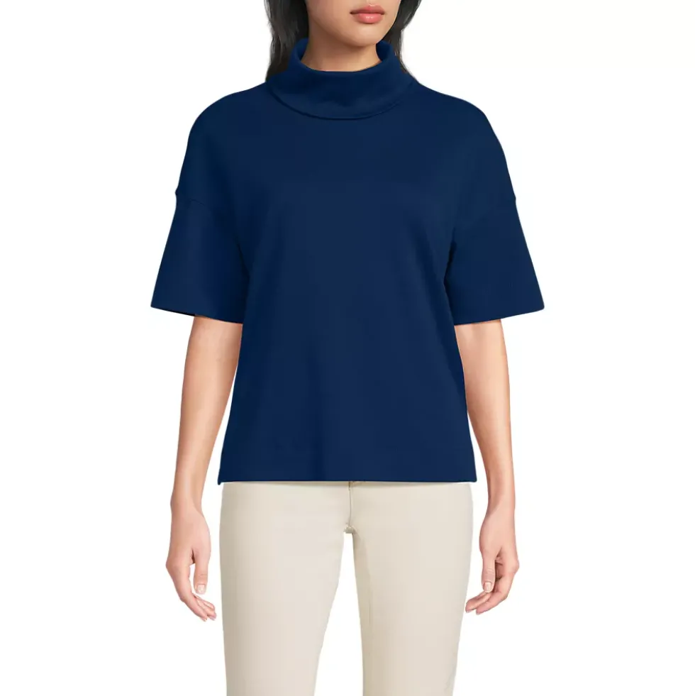 Women's Elbow Sleeve Supima Cotton Relaxed Turtleneck