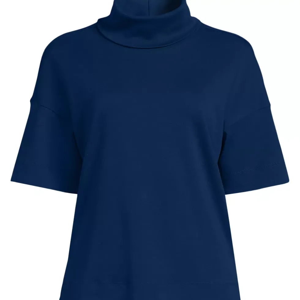Women's Elbow Sleeve Supima Cotton Relaxed Turtleneck
