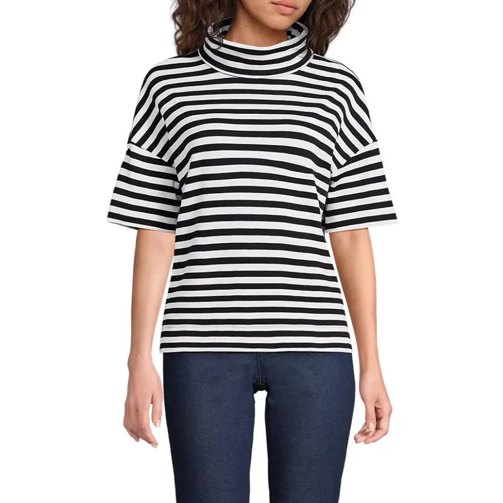 Women's Elbow Sleeve Supima Cotton Relaxed Turtleneck