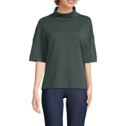 Women's Elbow Sleeve Supima Cotton Relaxed Turtleneck