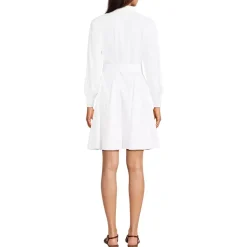 Women's Embroidered Poplin Button Front Dress with Godets