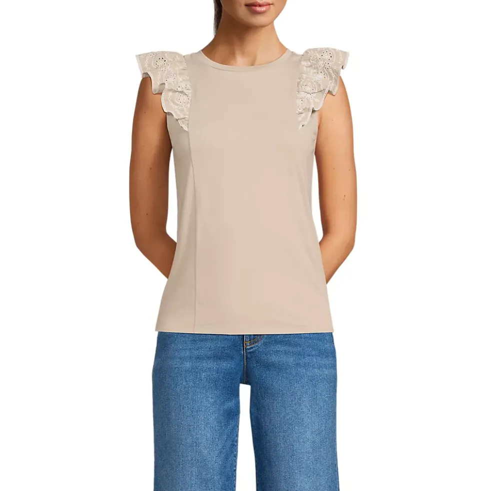 Women's Embroidered Ruffle Tank Top