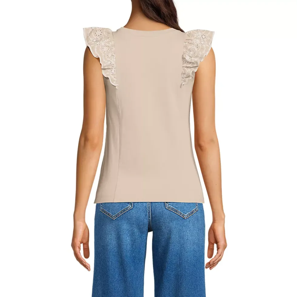 Women's Embroidered Ruffle Tank Top