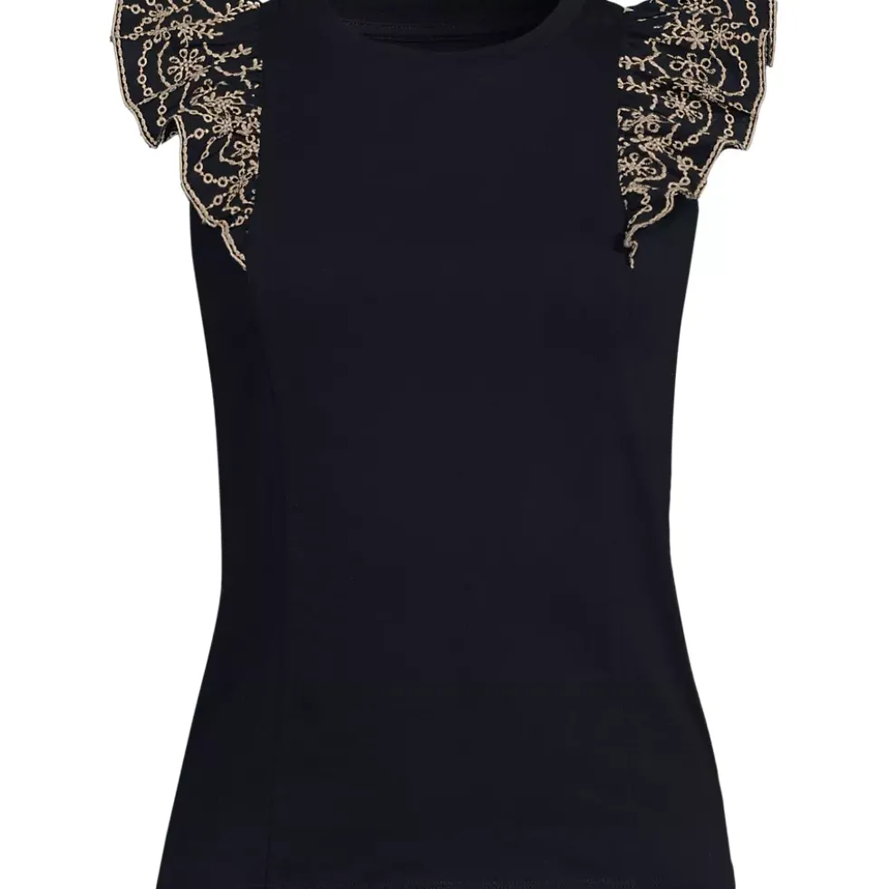 Women's Embroidered Ruffle Tank Top