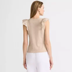 Women's Embroidered Ruffle Tank Top