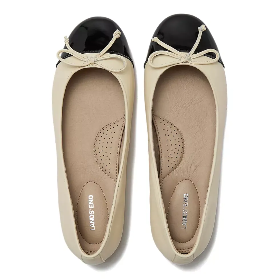Women's Essential Leather Cap Toe Ballet Flats