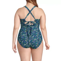 Women's Essential Tie Back Ruched One Piece Swimsuit