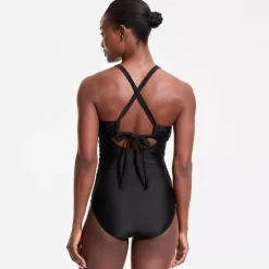 Women's Essential Tie Back Ruched One Piece Swimsuit