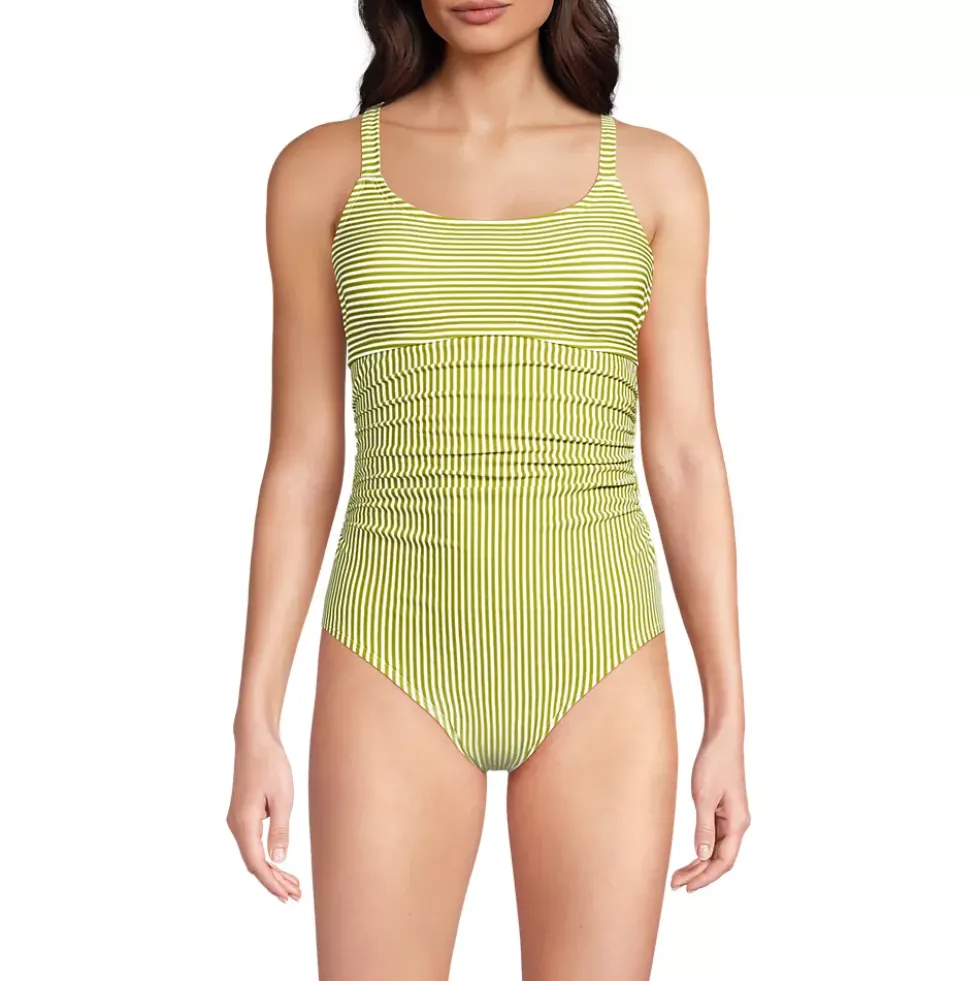 Women's Essential Tie Back Ruched One Piece Swimsuit