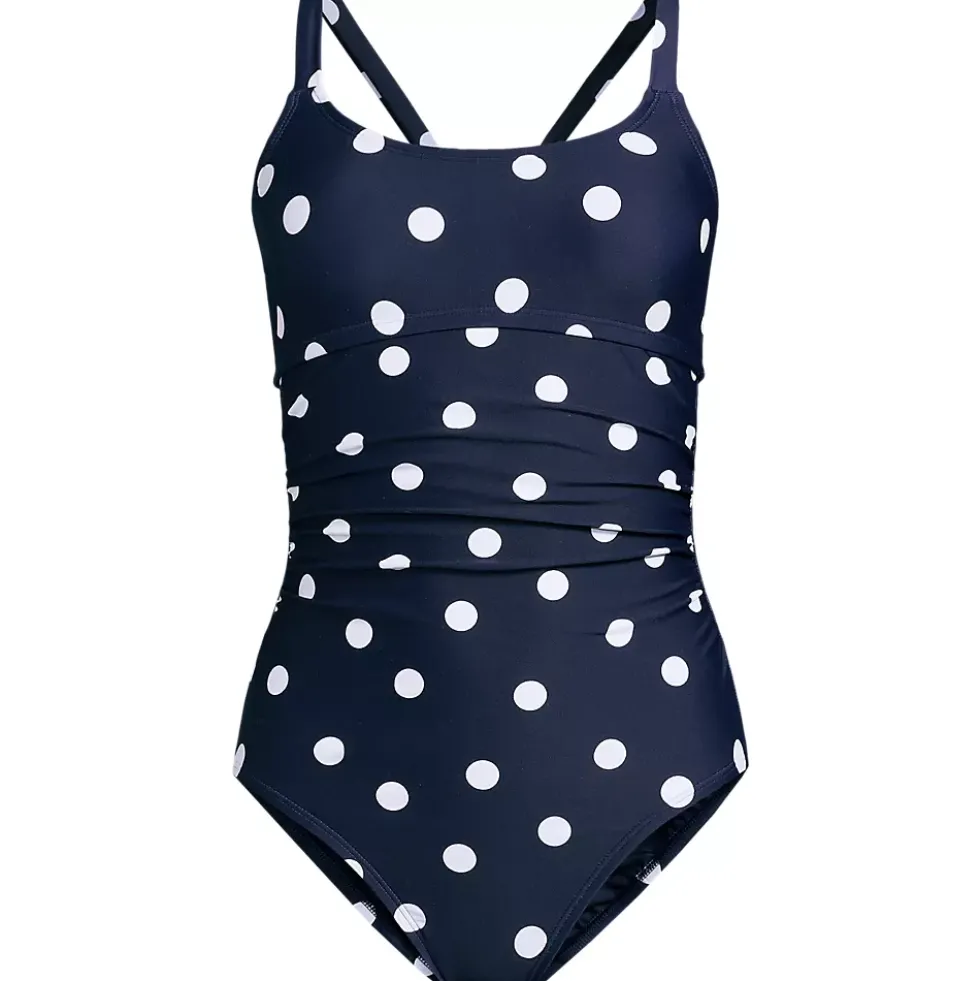 Women's Essential Tie Back Ruched One Piece Swimsuit