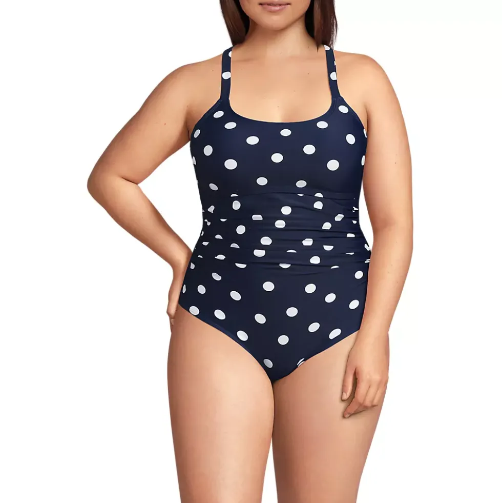 Women's Essential Tie Back Ruched One Piece Swimsuit