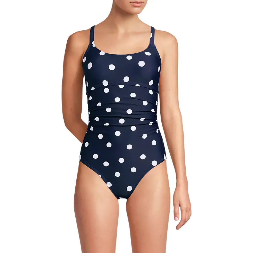 Women's Essential Tie Back Ruched One Piece Swimsuit