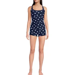 Women's Essential Tie Back Ruched Tankini and Shorts Two Piece Set