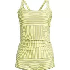 Women's Essential Tie Back Ruched Tankini and Shorts Two Piece Set