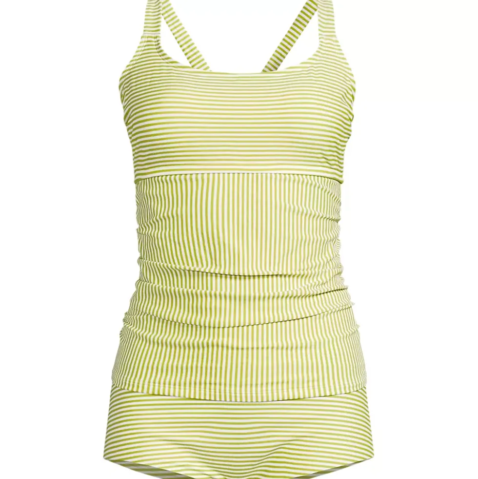Women's Essential Tie Back Ruched Tankini and Shorts Two Piece Set