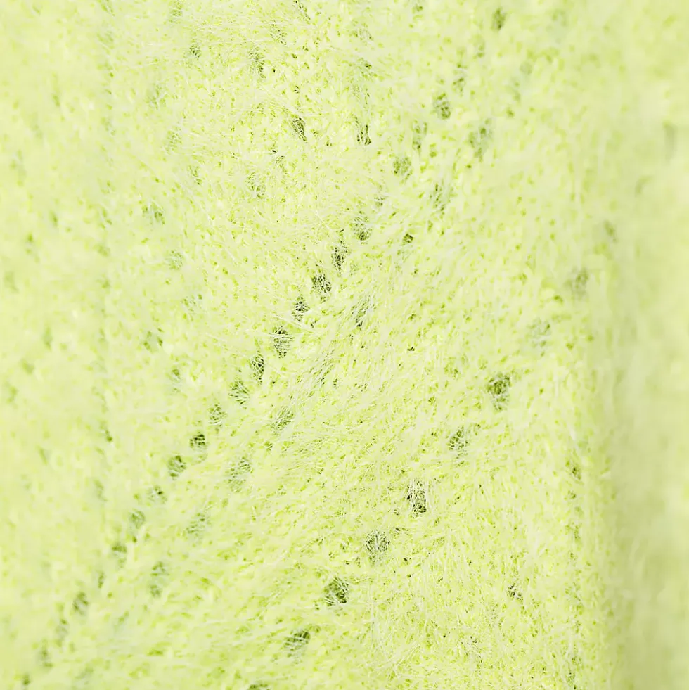 Women's Eyelash Fuzzy Pointelle Puff Sleeve Sweater