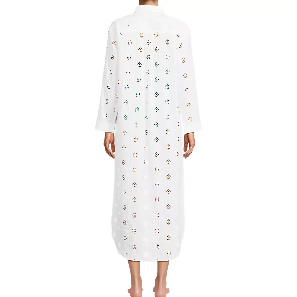 Women's Eyelet Button Down Maxi Cover-up Dress