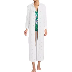 Women's Eyelet Button Down Maxi Cover-up Dress
