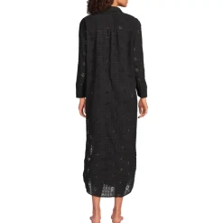 Women's Eyelet Button Down Maxi Cover-up Dress
