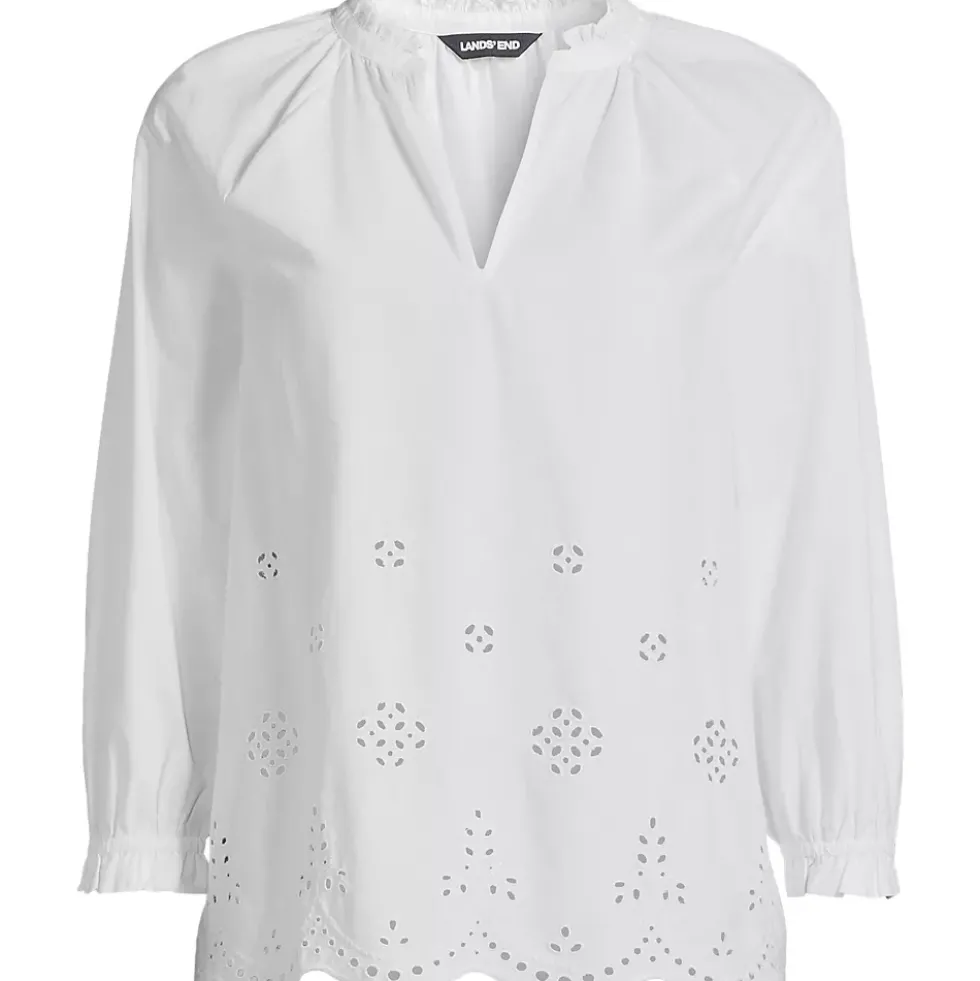Women's Eyelet Split Neck Shirt