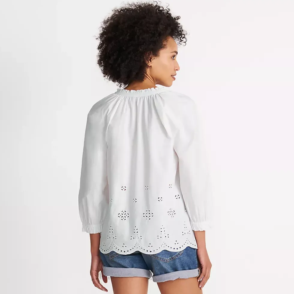Women's Eyelet Split Neck Shirt