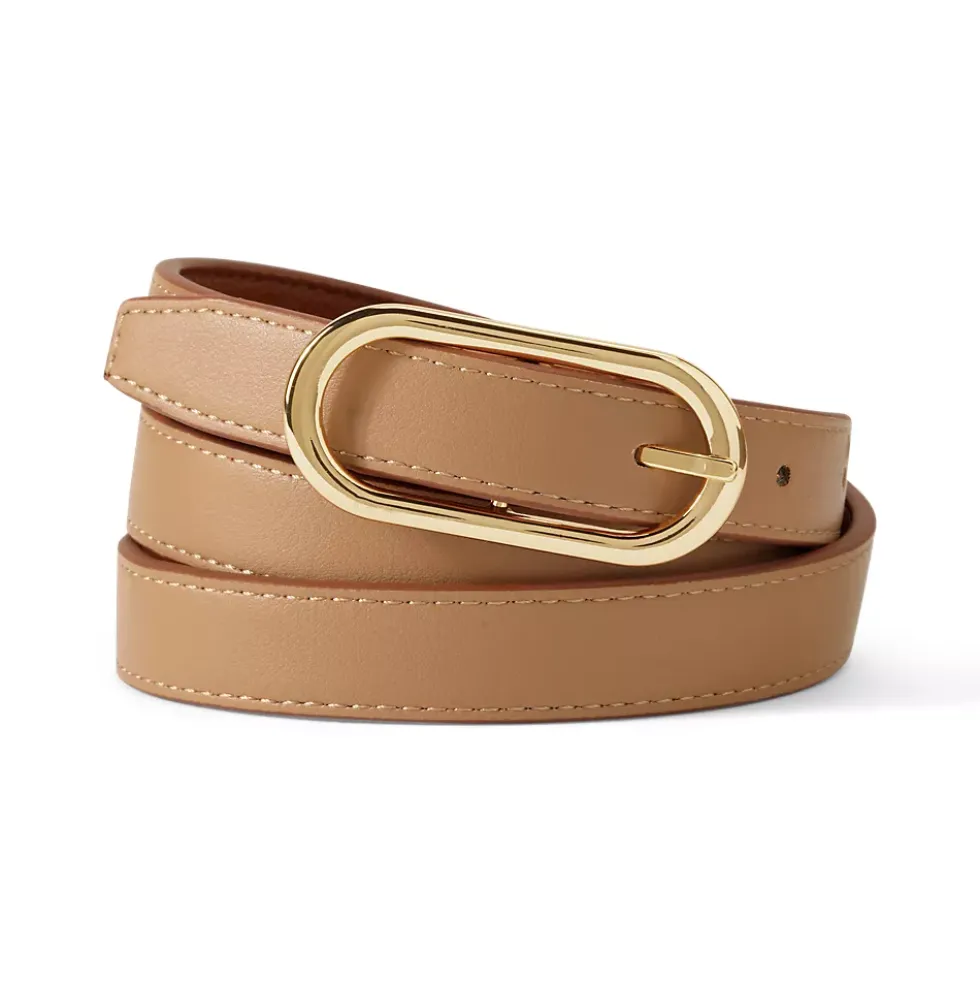 Women's Faux Leather Skinny Reversible Belt