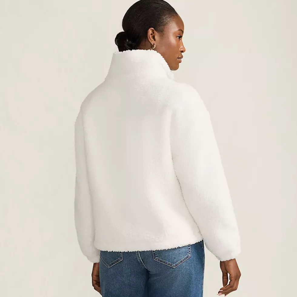 Women's Faux Shearling Zip Front Fleece Jacket