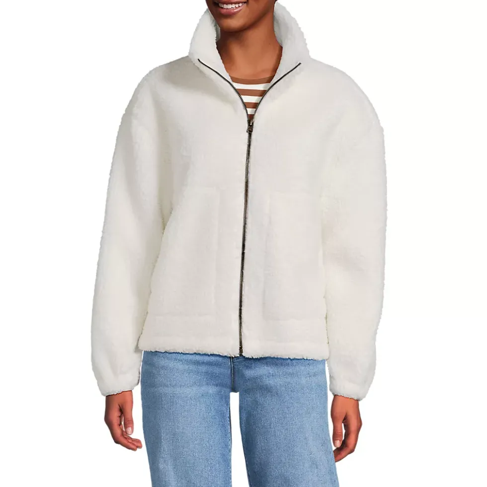 Women's Faux Shearling Zip Front Fleece Jacket
