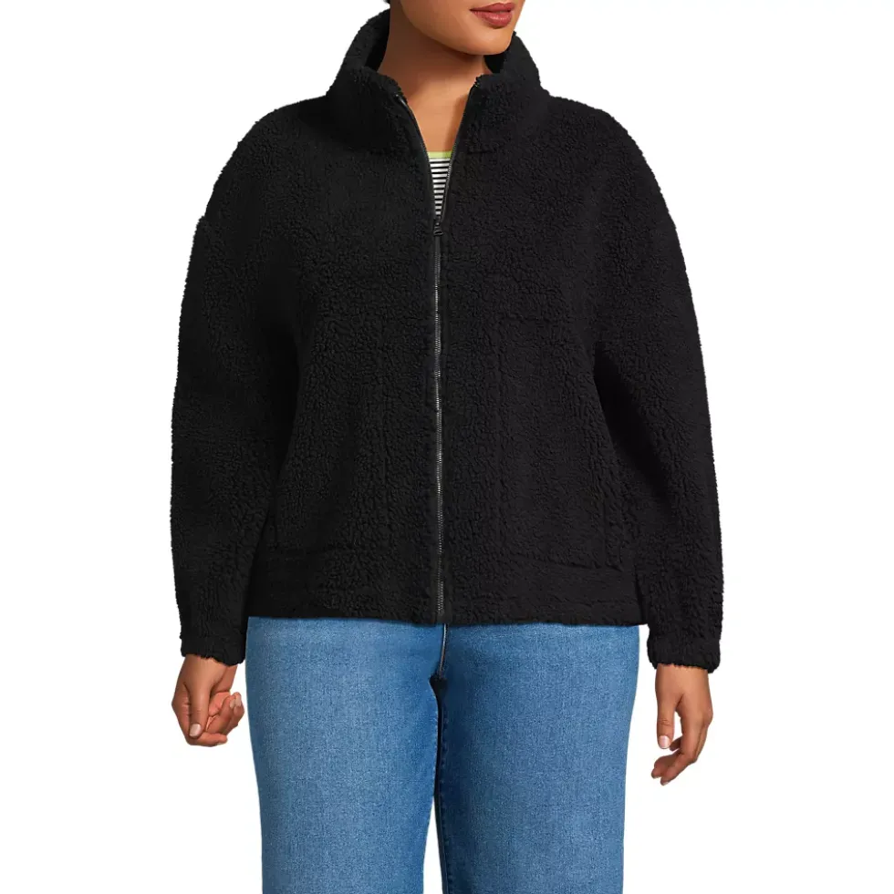 Women's Faux Shearling Zip Front Fleece Jacket