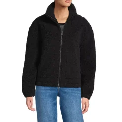 Women's Faux Shearling Zip Front Fleece Jacket
