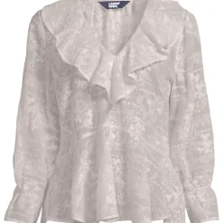 Women's Feminine Ruffle Chiffon V Neck Blouse