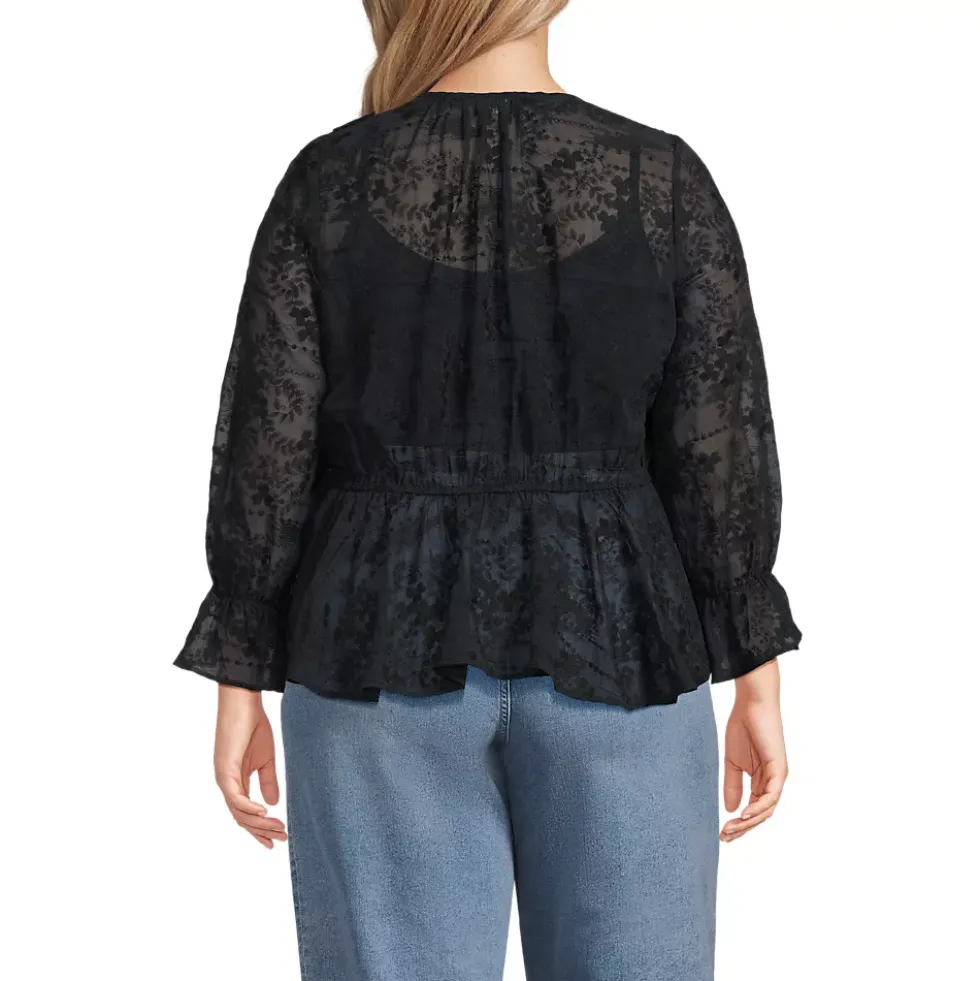 Women's Feminine Ruffle Chiffon V Neck Blouse