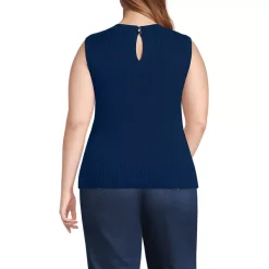 Women's Fine Gauge Baby Cable Crew Neck Sleeveless Sweater - Set Top