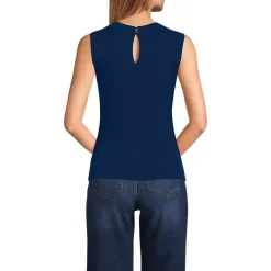 Women's Fine Gauge Baby Cable Crew Neck Sleeveless Sweater - Set Top