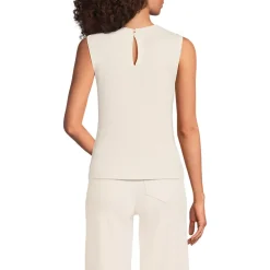 Women's Fine Gauge Baby Cable Crew Neck Sleeveless Sweater - Set Top