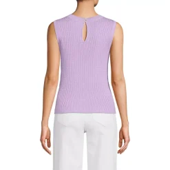 Women's Fine Gauge Baby Cable Crew Neck Sleeveless Sweater - Set Top