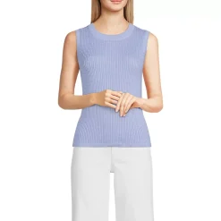 Women's Fine Gauge Baby Cable Crew Neck Sleeveless Sweater - Set Top